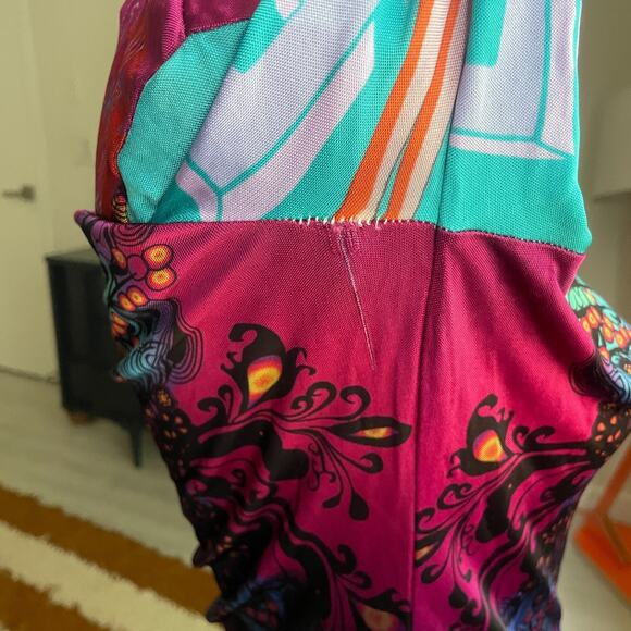 Custo Barcelona Long Sleeve Shirt Women's Size 8 Abstract Heart Artsy Butterfly - Picture 10 of 11